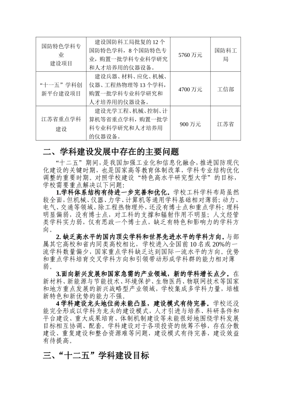 南京理工大学“十二五”学科建设规划框架_第3页