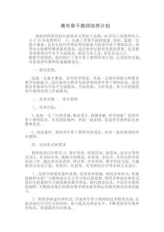 青年骨干教师培养计划