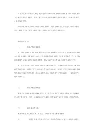企业知识产权(专利)工作规划方案