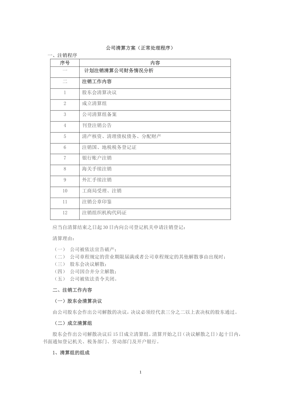 企业注销清算方案_第1页