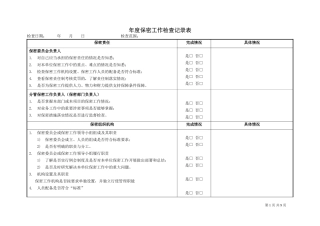 年度保密工作检查记录表