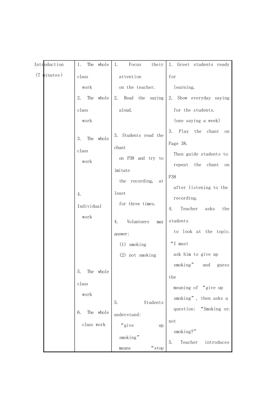福建省长汀县第四中学八年级英语上册 Unit 2 Keeping Healthy Topic 2 I must ask him to give up smoking Section A教案 （新版）仁爱版_第3页