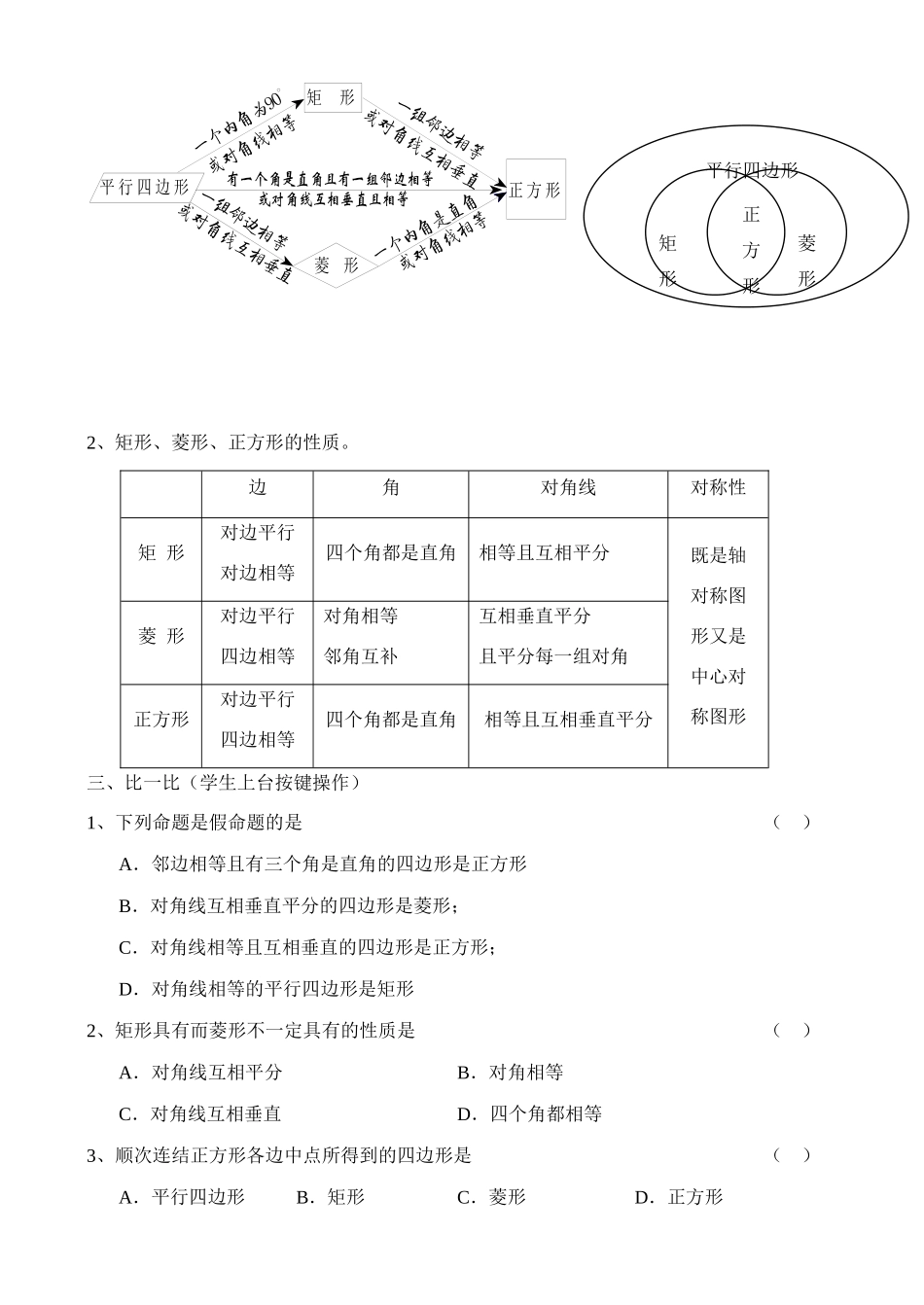 矩形、菱形、正方形(学案)_第2页
