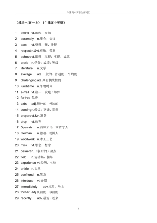牛津高中英语全部词汇表