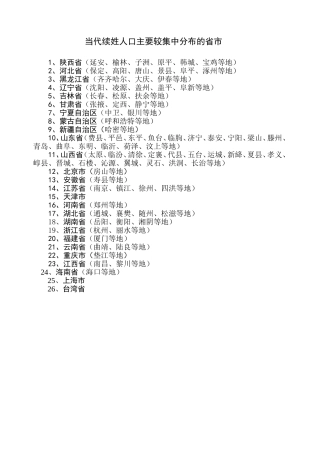 当代续姓人口分布的省市