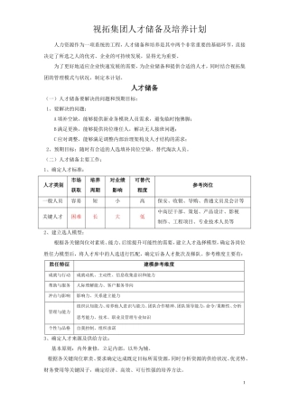 人才储备及培养计划