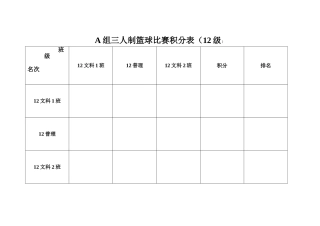 篮球赛比赛积分表