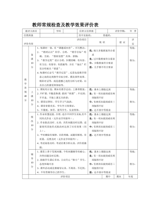 教师常规检查及教学效果评价表