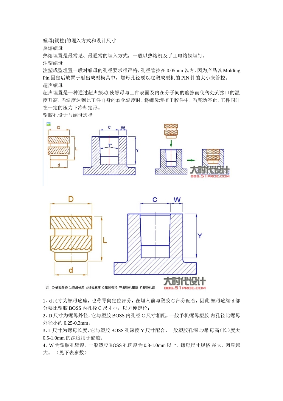 螺母(铜柱)的埋入方式和设计尺寸_第1页