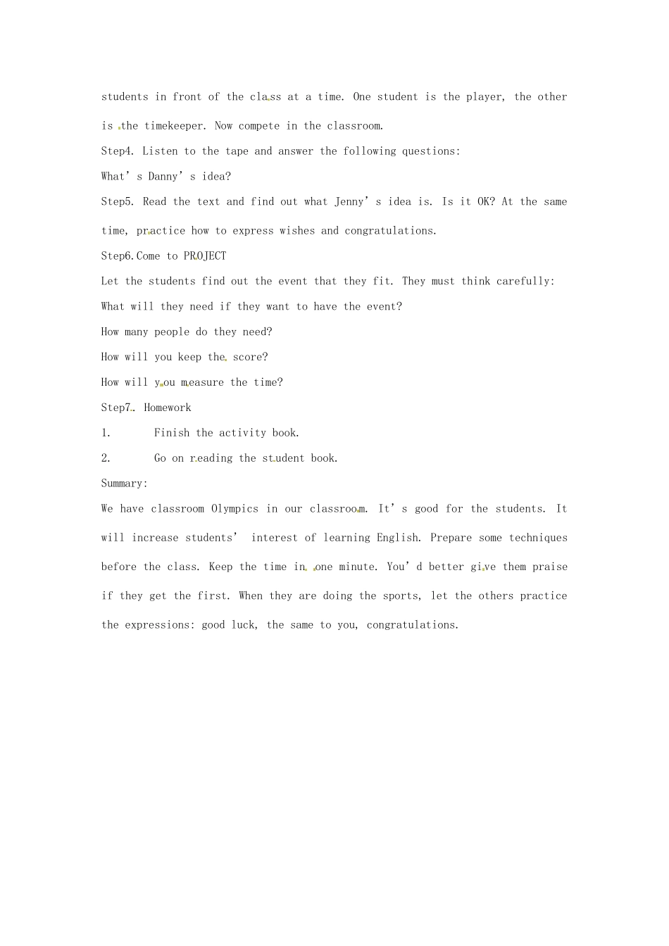 英语：Unit 1 The Olympics Lesson 3英文教案（冀教版九年级上）_第2页