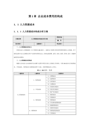 企业人力资源成本费用的构成