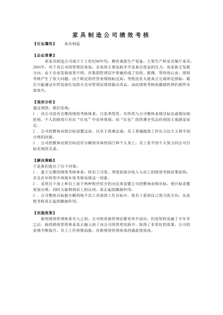 某家具制造公司绩效
