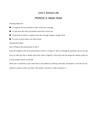 牛津版八年级英语Unit 2 School Life(9)MAIN TASK