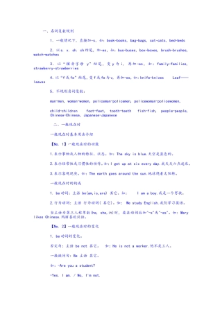 人教版小学英语语法大全