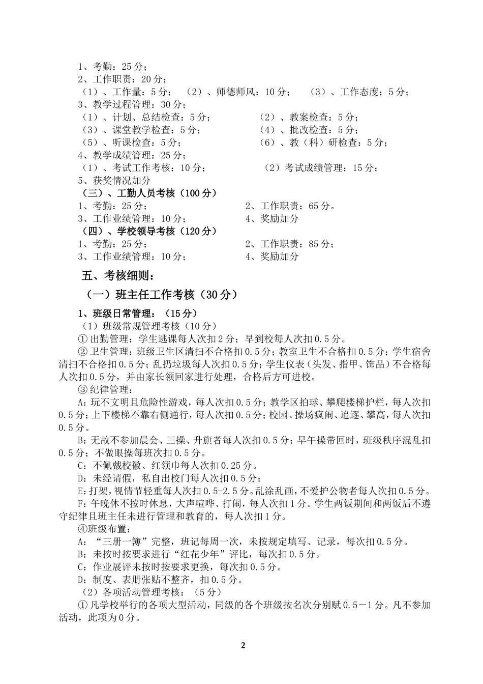 教师绩效工资量化考核及分配办法_第2页