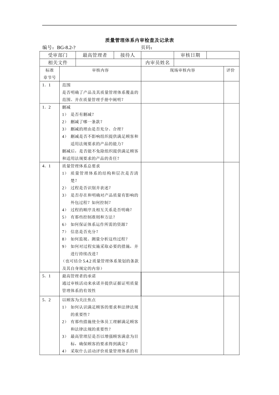 内审检查表(范本)_第1页