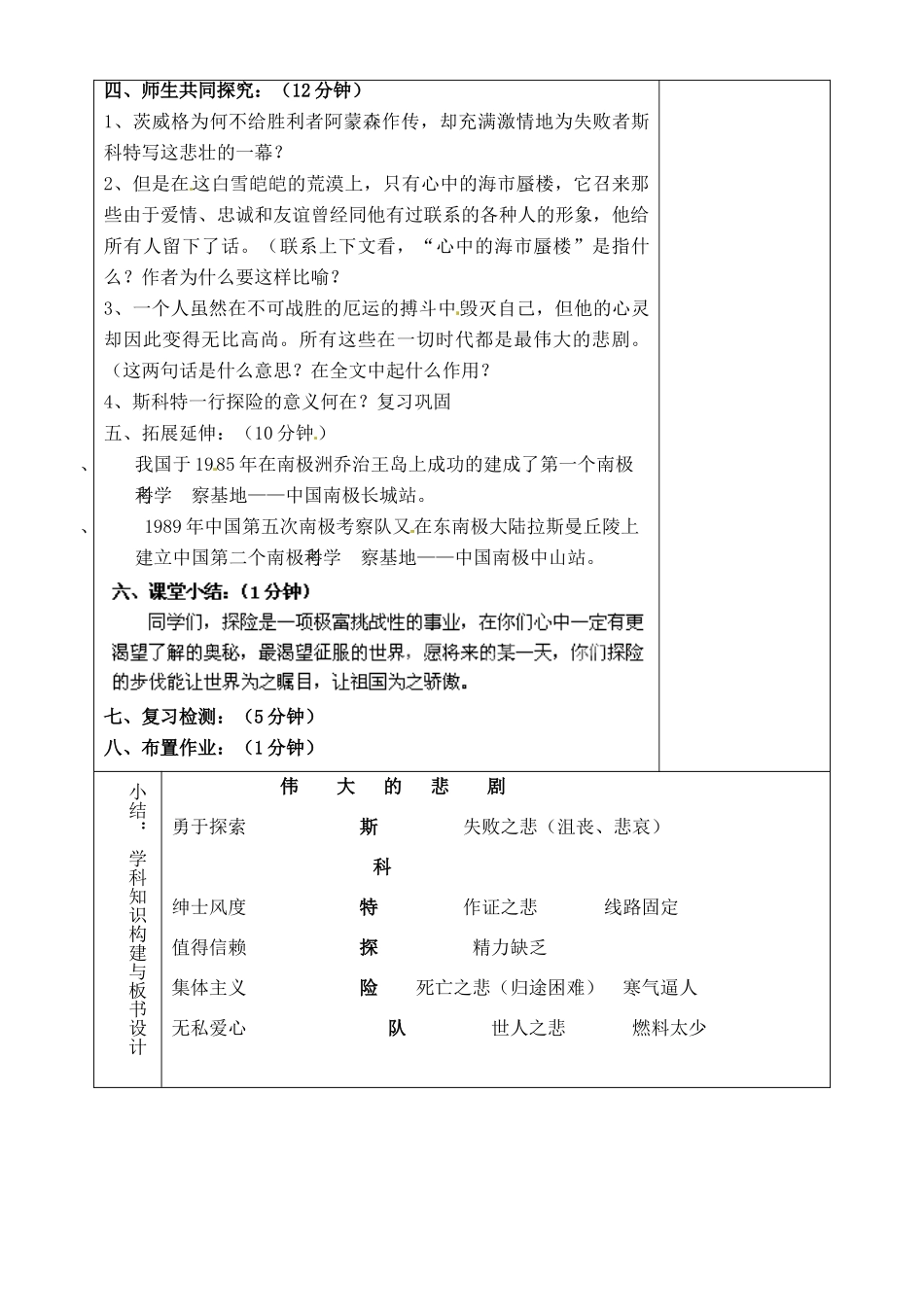山东省淄博市临淄区第八中学六年级语文下册 19 伟大的悲剧复习教学设计 鲁教版五四制_第2页