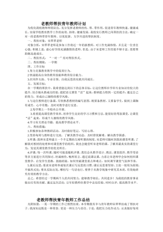 老教师帮扶青年教师计划