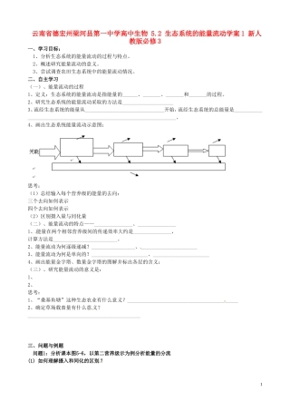 云南省德宏州梁河县第一中学高中生物 5.2 生态系统的能量流动学案1 新人教版必修3