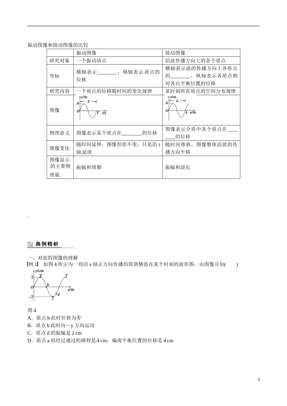 四川省广安市岳池县第一中学高中物理《2.2 波的图像》学案 教科版选修3-4_第3页