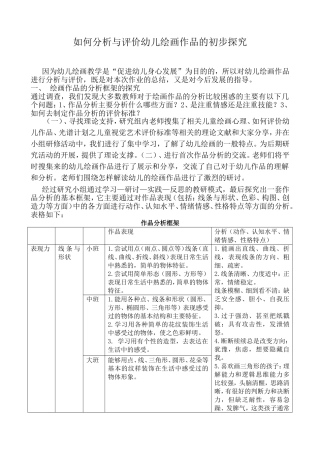 如何分析与评价幼儿绘画作品的初步探究
