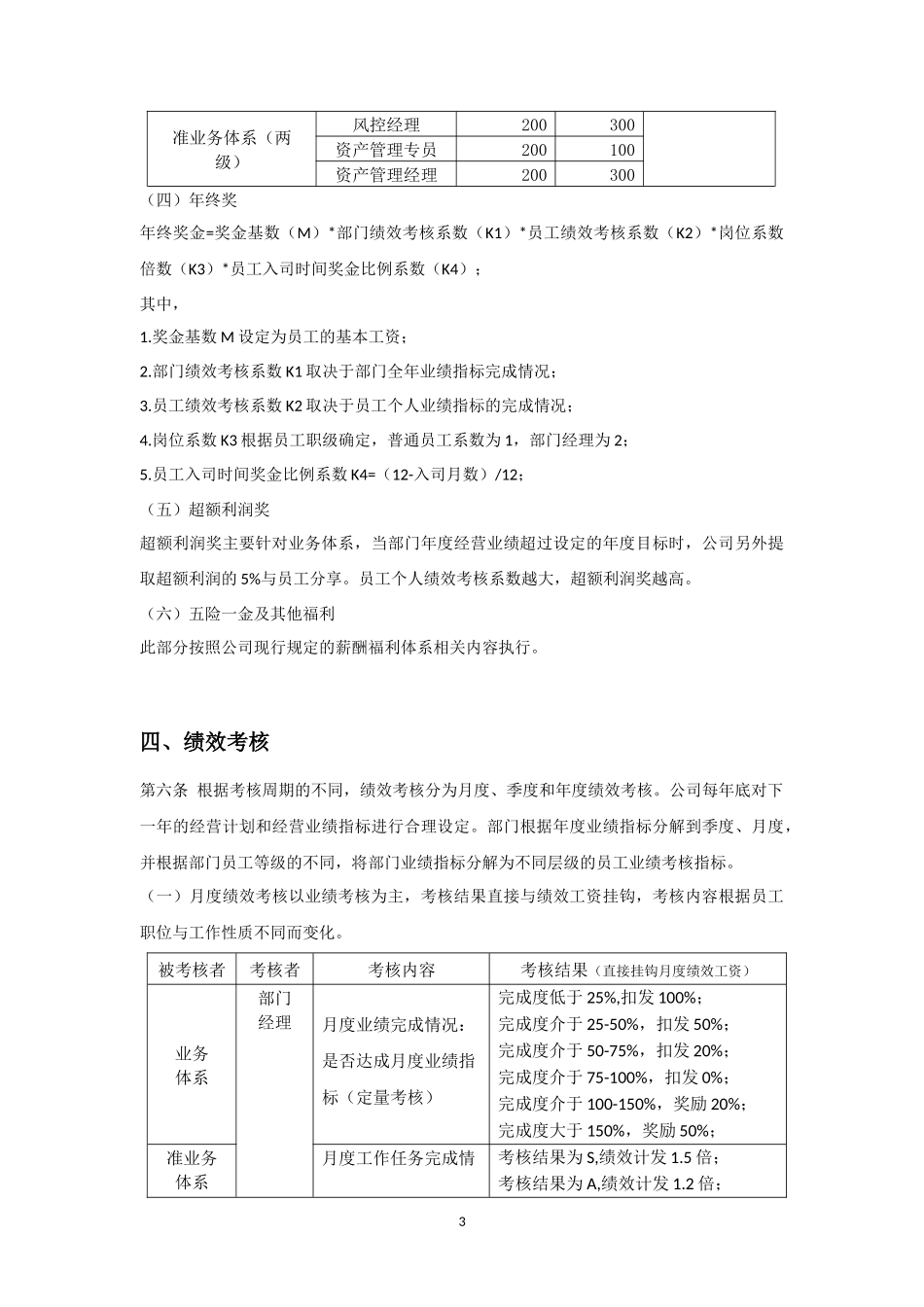 汽车融资租赁部薪酬与绩效考核管理办法_第3页