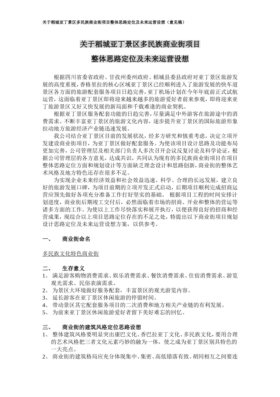 旅游景区商业街《思路定位及运营设想方案》_第1页