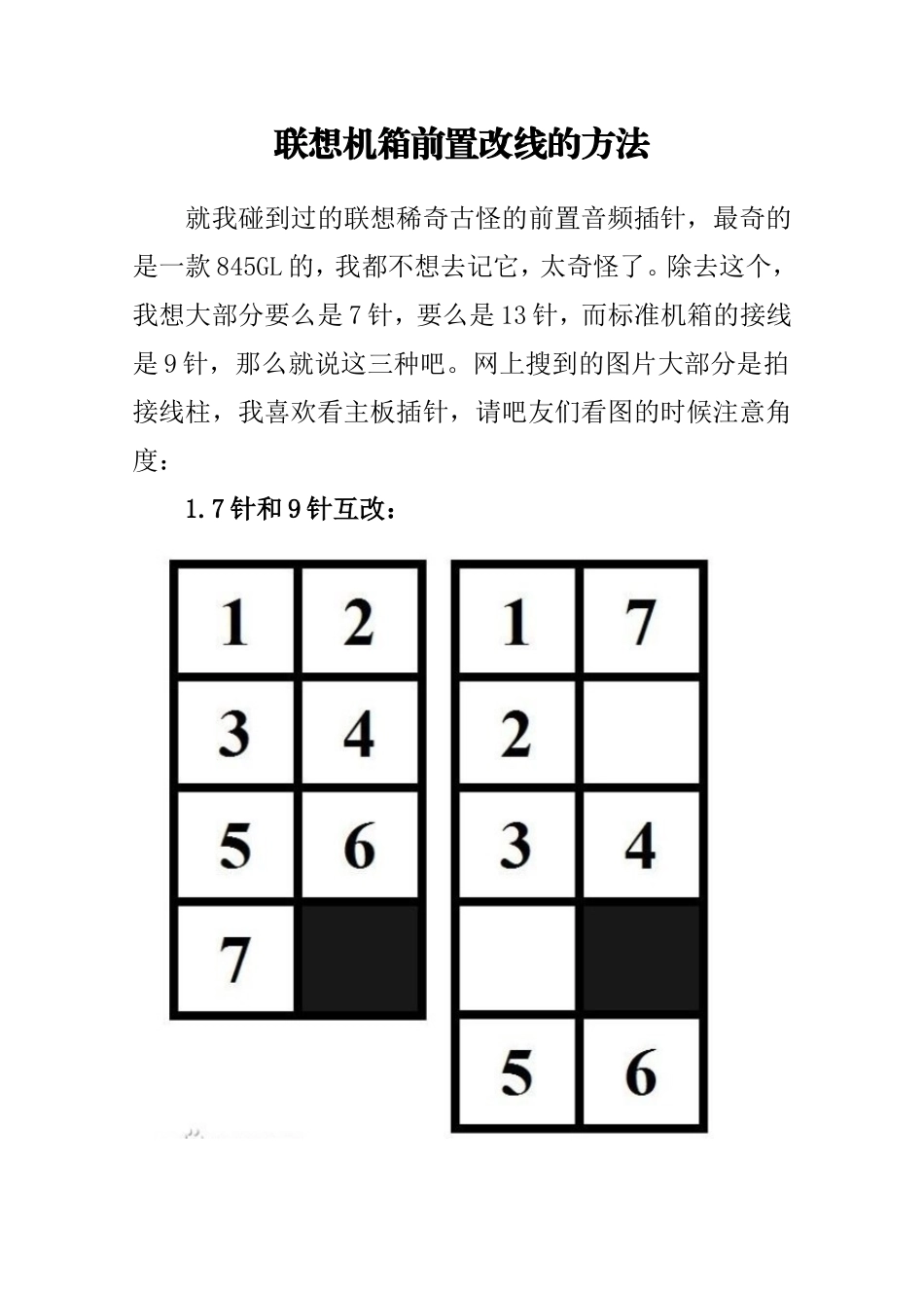 联想机箱前置面板改线的方法_第1页
