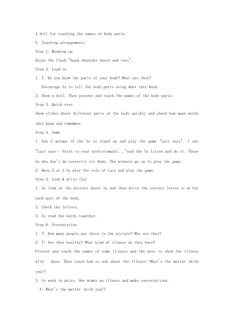 浙江省泰顺县罗阳二中八年级英语上册《Unit 2 What is the matte》教案2 人教新目标版_第2页