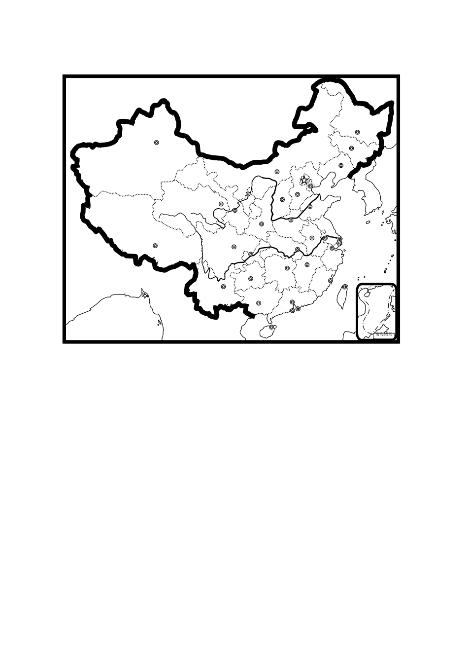 中国政区空白图（带省会）省界加粗_第1页