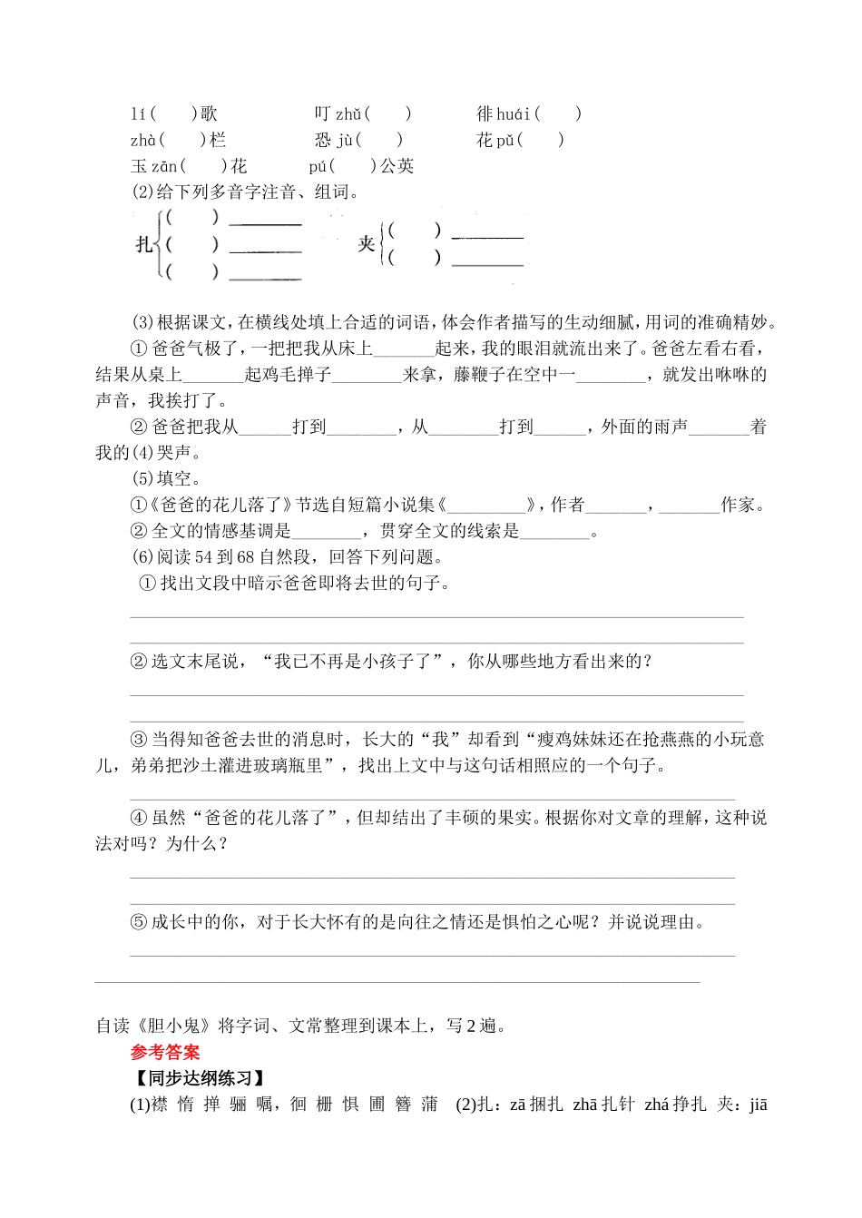 《爸爸的花儿落了》导学案_第2页