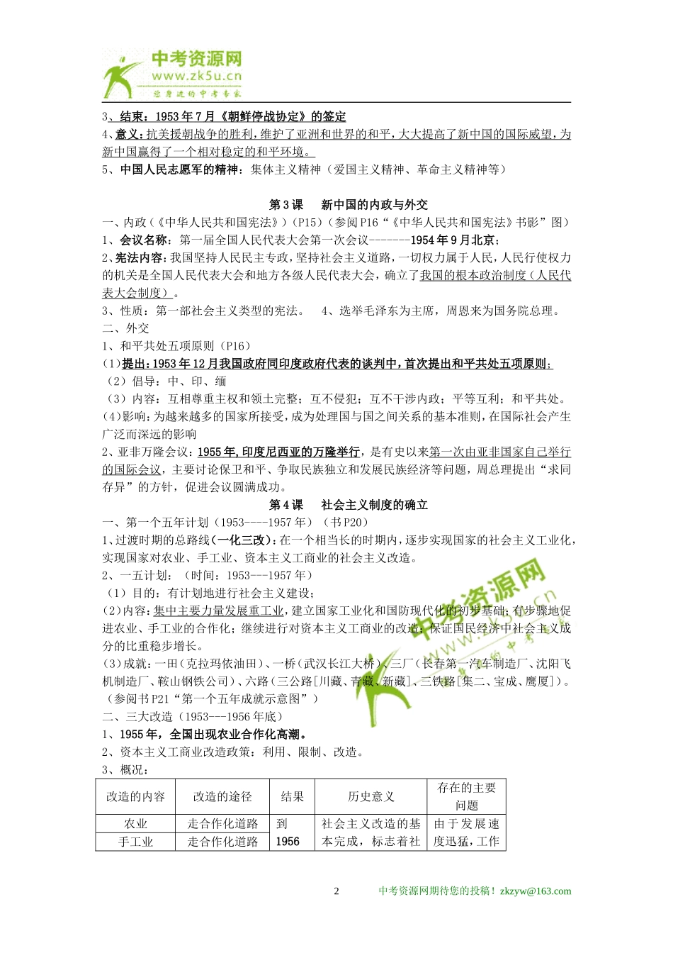 八年级历史下册复习提纲(北师大版)_第2页