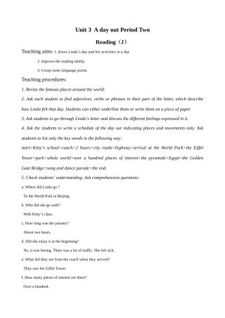 牛津版八年级英语Unit 3 A day out  Period Two