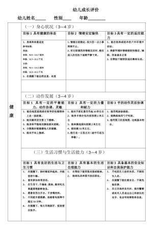 勋掌小太阳幼儿园幼儿成长评价