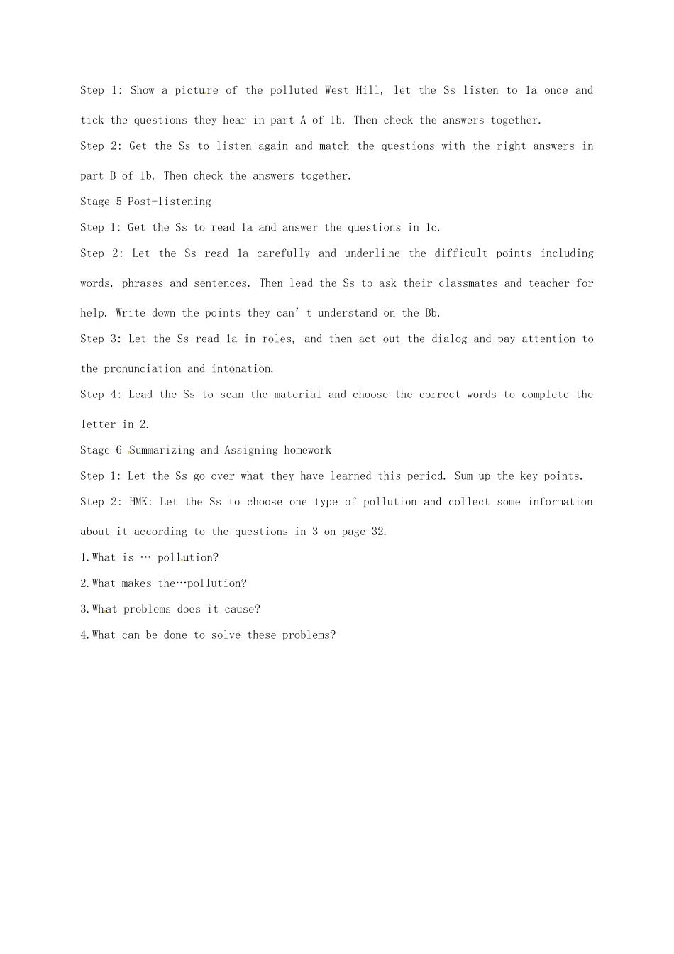 福建省泉州市安溪县九年级英语上册 Unit 2 Saving the earth Topic 1 Pollution has caused too many problems Section B教案 （新版）仁爱版-（新版）仁爱版初中九年级上册英语教案_第2页