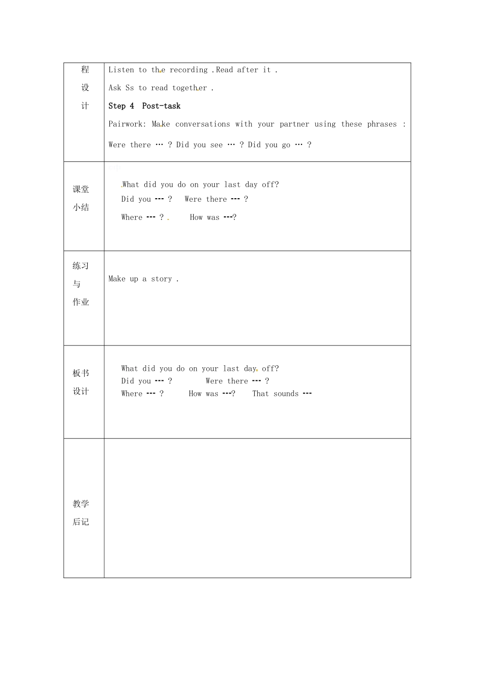 浙江省绍兴县杨汛桥镇中学人教版八年级英语上册 Unit8《How was your school trip》教案（2） 人教新目标版_第2页