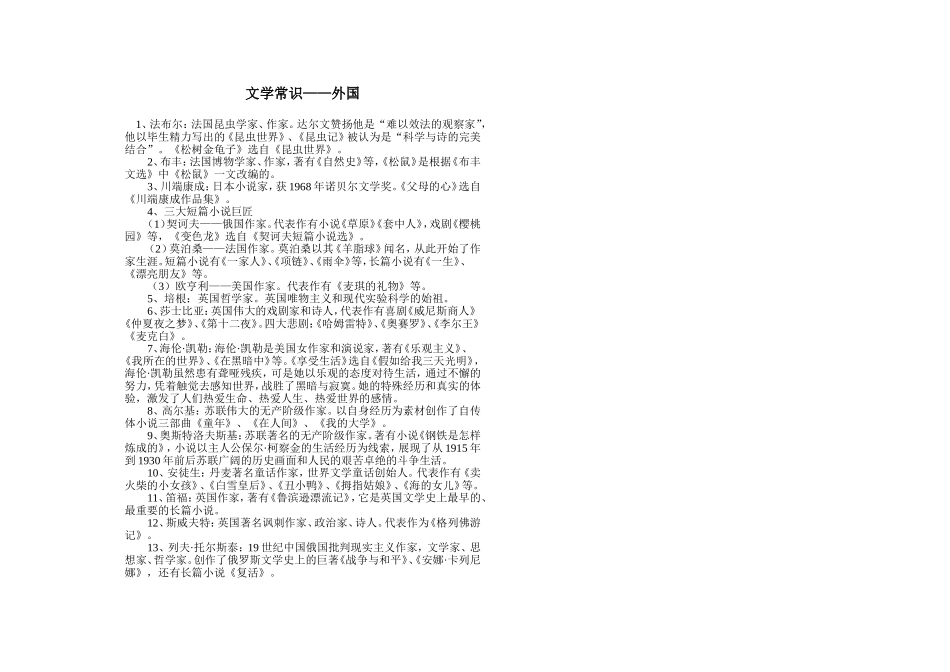 文学常识(外国）_第1页