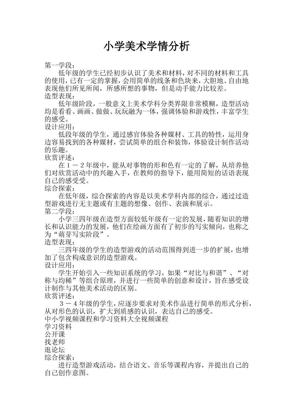 小学美术学情分析_第1页