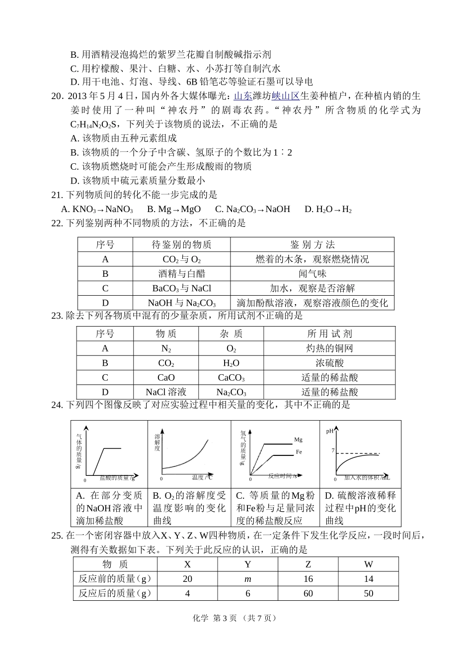 2013兰州中考化学试题_第3页