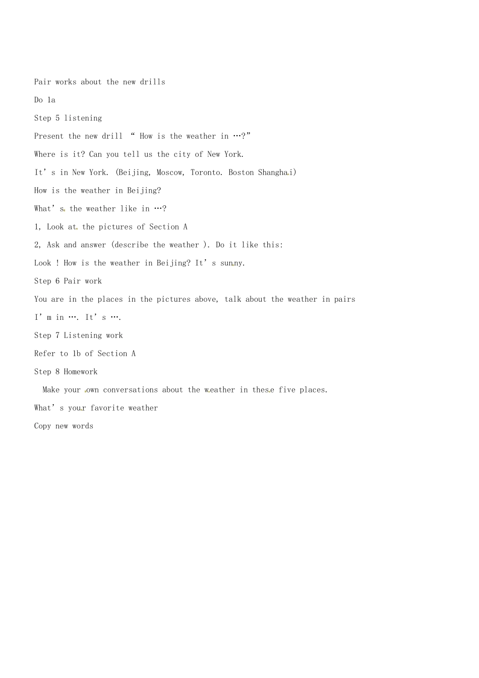 英语七年级下人教新课标 Unit6教案一_第2页