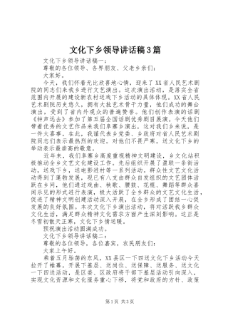 文化下乡领导的讲话发言稿3篇(6)