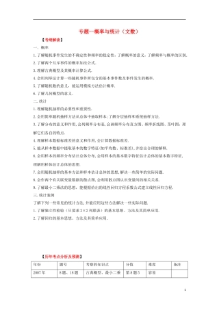 广东省连州市连州中学高三数学复习 专题 概率与统计 新人教A版