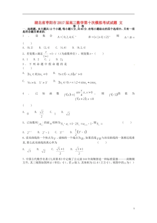 湖北省枣阳市高三数学第十次模拟考试试题 文-人教版高三全册数学试题