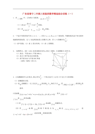 广东省普宁二中高三数学实验班精选综合训练（一）