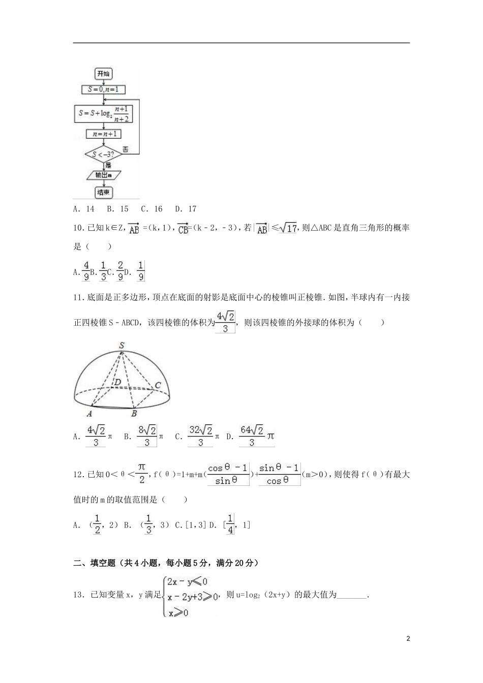 广东省潮州市高考数学二模试卷 理（含解析）-人教版高三全册数学试题_第2页