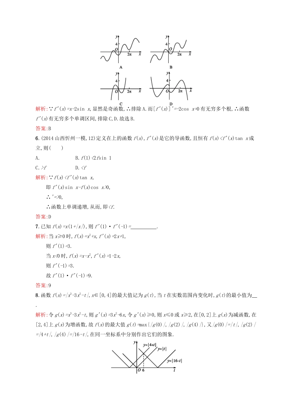 赢在高考高考数学二轮复习 专题二 函数与导数 2.2 导数素能演练提升 文-人教版高三全册数学试题_第2页