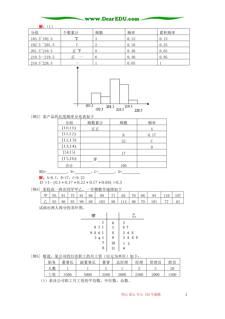 随机抽样 用样本估计总体例题解析 人教实验版A_第2页