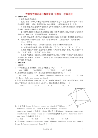 吉林省吉林市高三数学复习 专题六 立体几何
