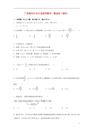 广西梧州市高三数学上学期一模考试试卷 理（含解析）-人教版高三全册数学试题