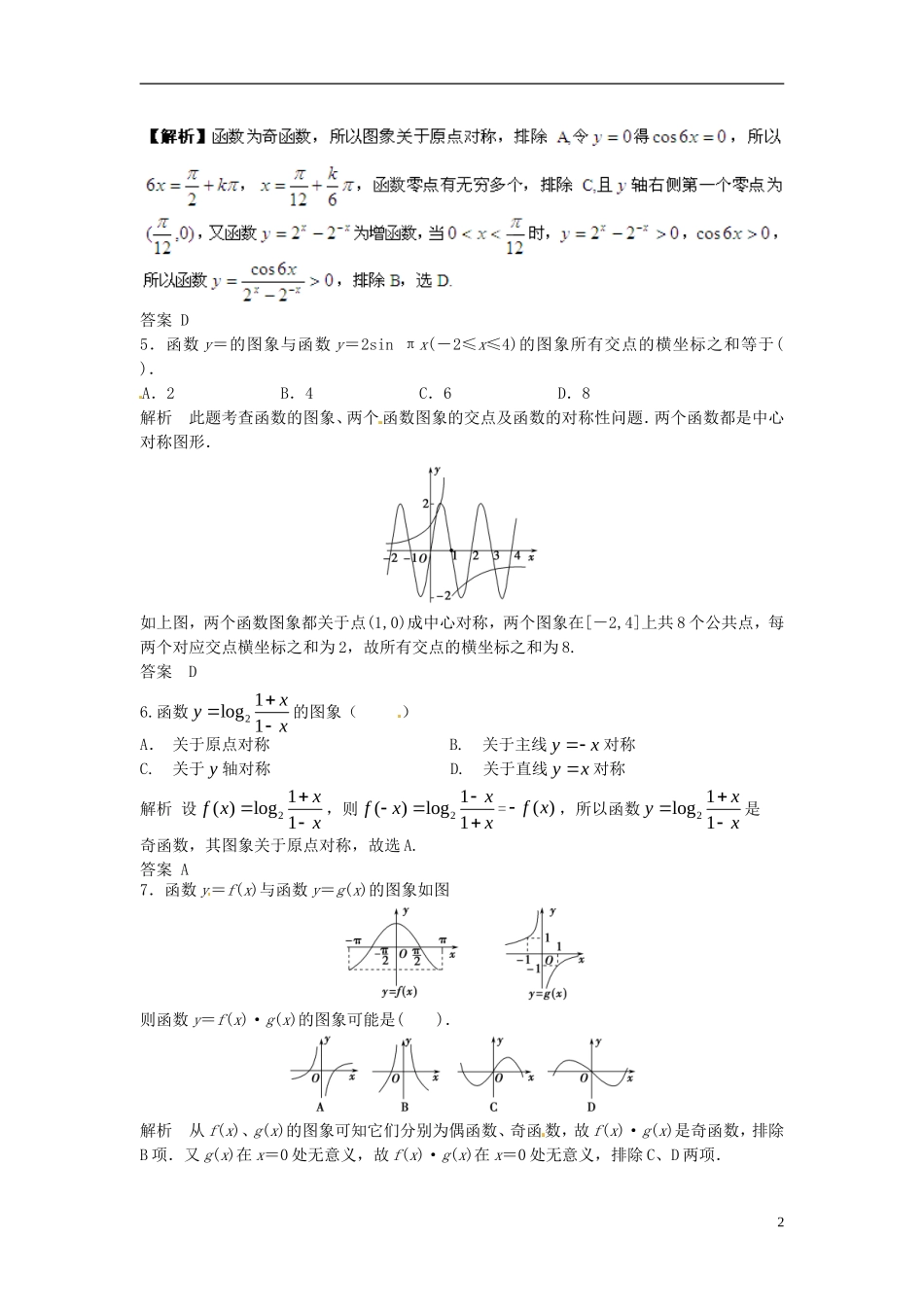 山东省冠县武训高级中学高考数学 2.7 函数的图象复习题库_第2页